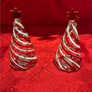 Handblown Red Glass  salt & pepper Christmas Tree Holiday Home Decor